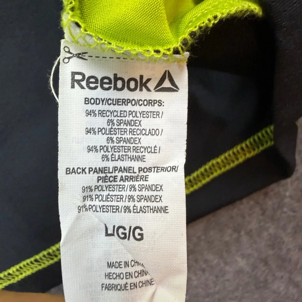 Reebok‎ Graphic T-Shirt Men's Large Yellow Black Colorblock Activewear Top